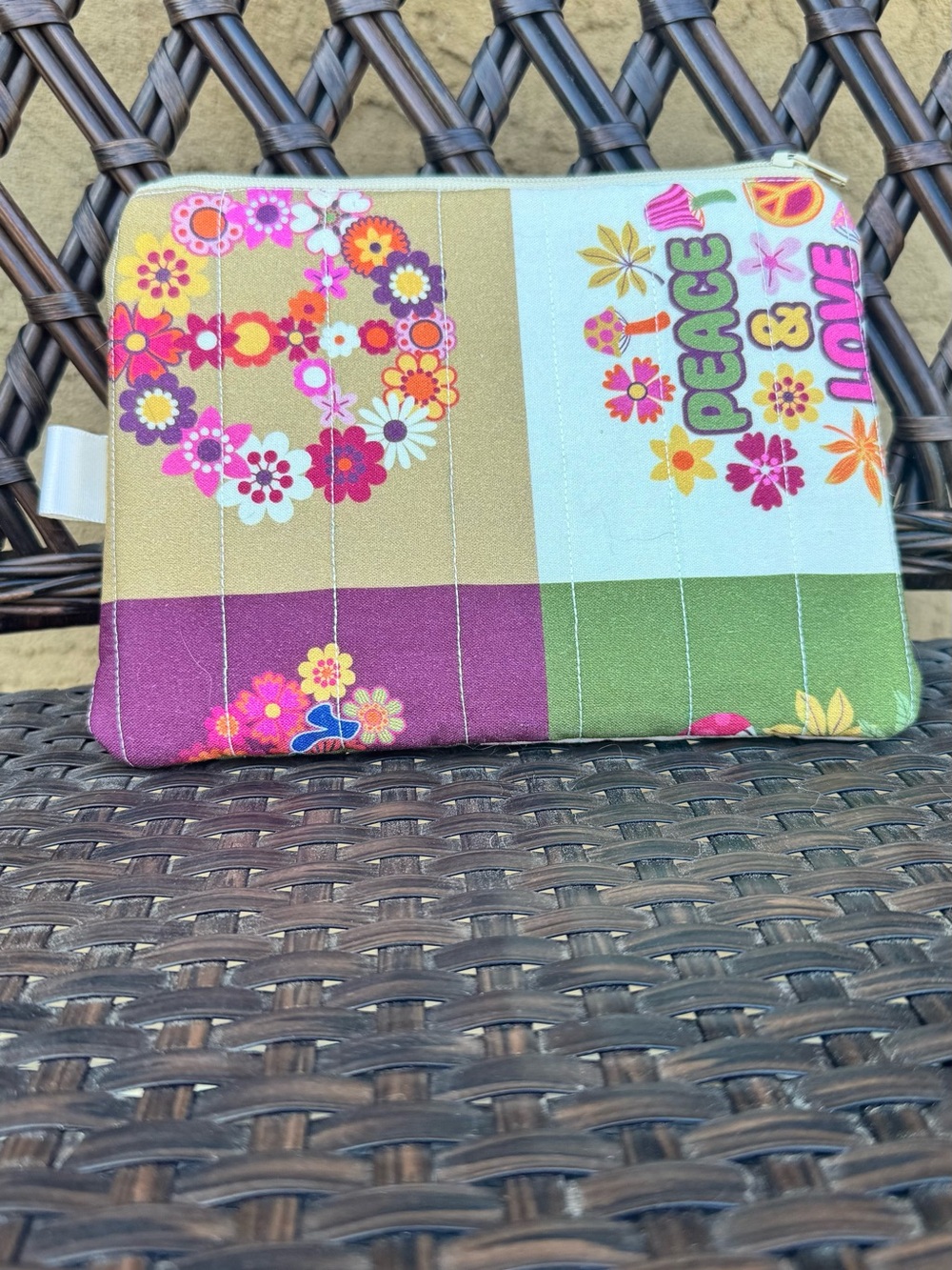 Floral Peace & Love Zip Pouch